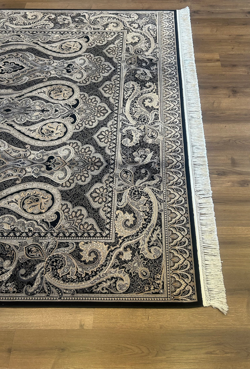 ÇINAR İRAN BAMBU MAKİNE İPEĞİ SİYAH SALON HALISI