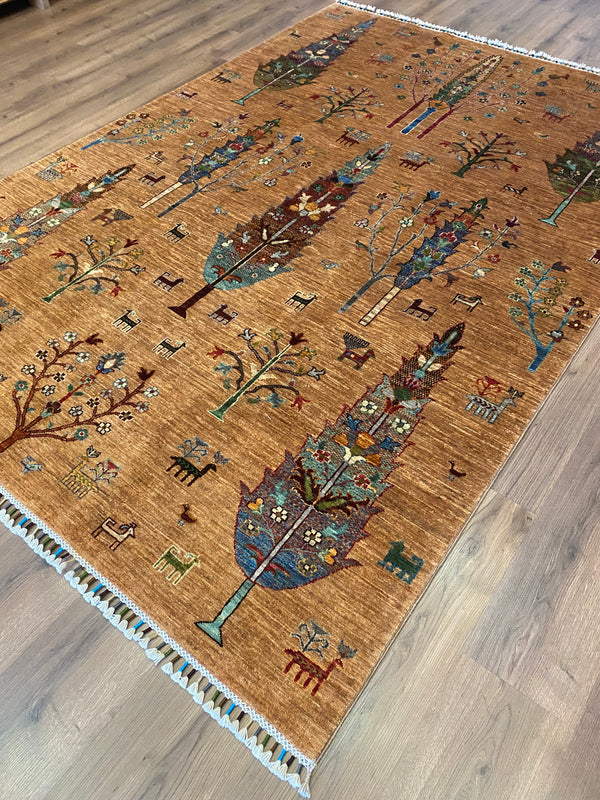 AFGAN HAYAT AĞACI TOPRAK YEŞİL  EL  HALISI